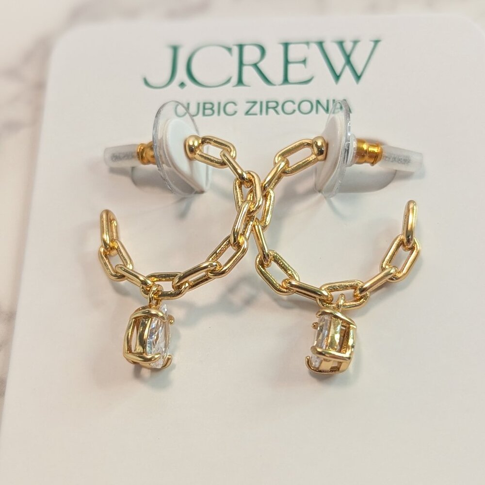 J.Crew Chainlink Hoop Earrings with Crystals